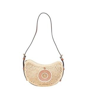 Louis Vuitton Croissant Shoulder Bag Beige Brown Raffia Leather